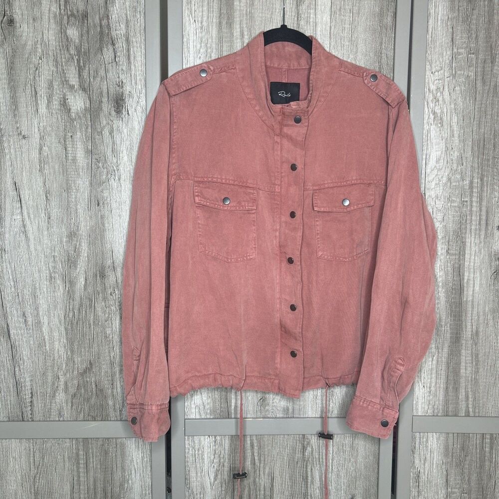 Rails Collins Jacket Size L Full Zip Snaps Lyocell Linen Brick Color